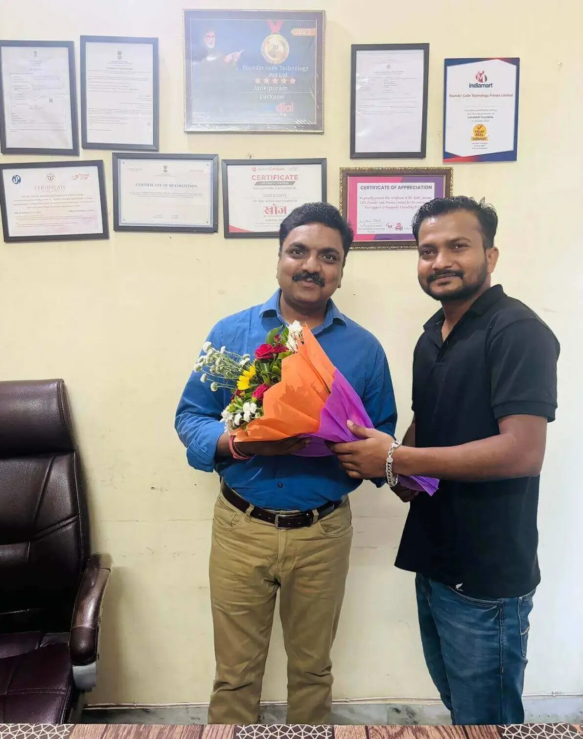 Founder, Co-founder, and team attending a corporate event