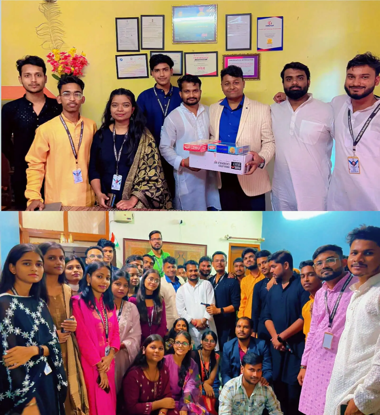 Employees sharing joyful moments together